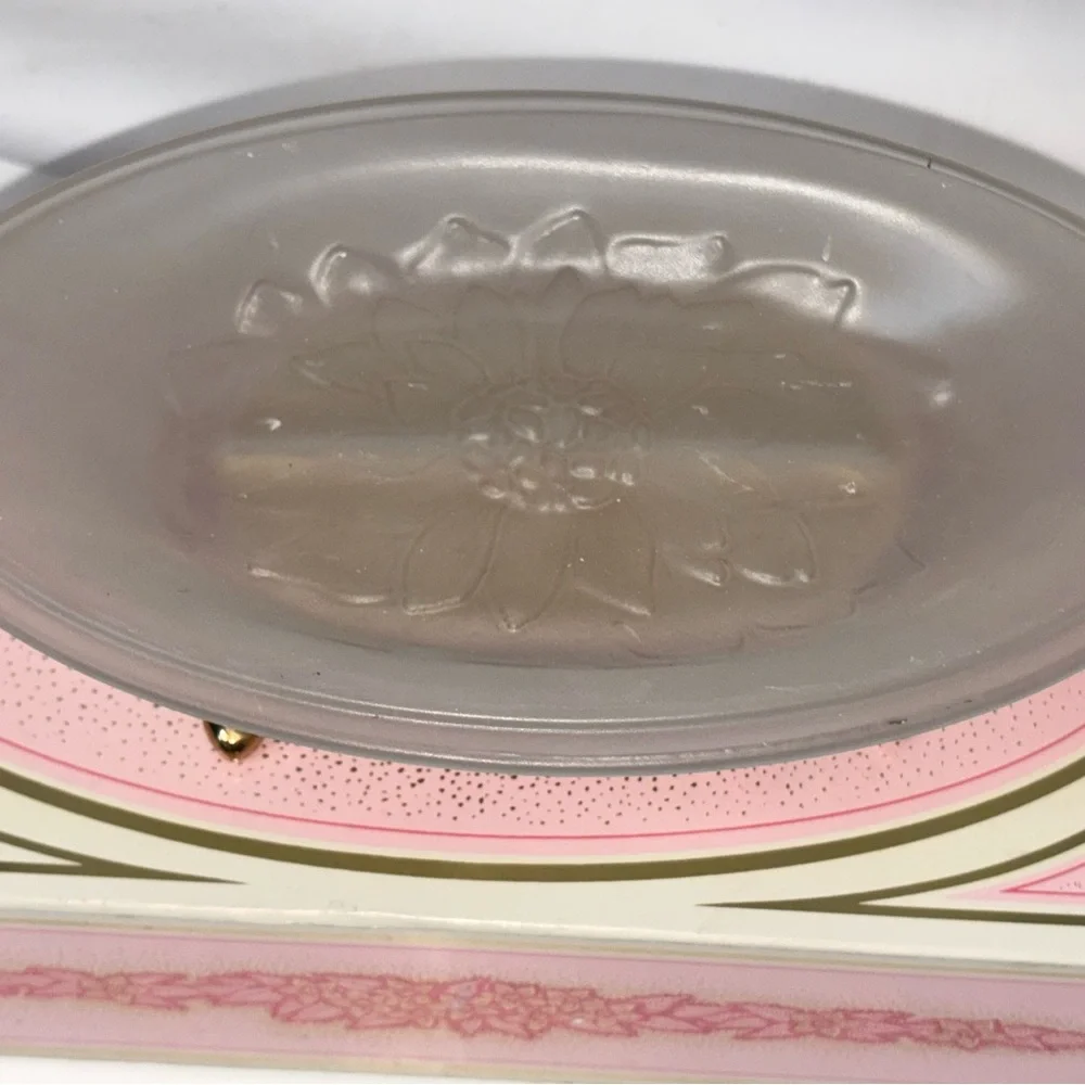 Vintage Avon Sunflower Glass Footed Soap Dish Original Box